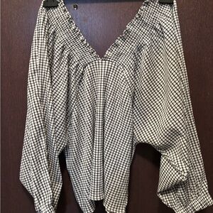 Zara Black and White Checkered Top